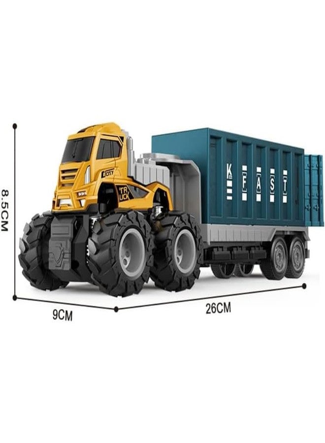 KONIGIN Play Game Kids Set of 2 Truck Toys Diecast Alloy Logistic Transportation Big Truck Toys with Friction Powered Miniature Toy for Boys and Girls (Multicolor) - Image 2